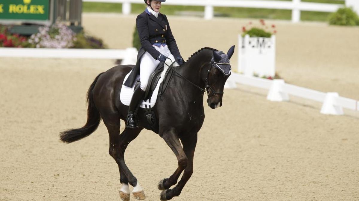 Kim Severson and Cooley Cross Border competed during the dressage competition of the Rolex Kentucky Three Day Event.