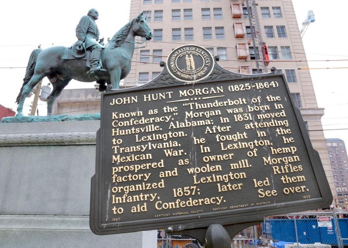 The John Hunt Morgan statue on the lawn of the old Fayette Co. Courthouse on West Main St. in Lexington.