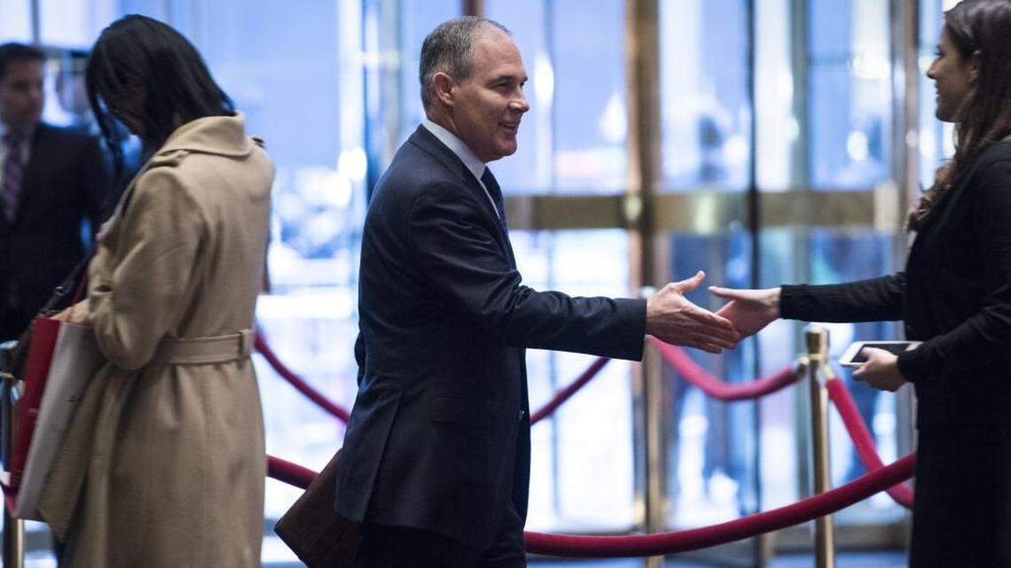 Oklahoma Attorney General Scott Pruitt arrives at Trump Tower in New York, NY on Wednesday, Dec. 07, 2016.