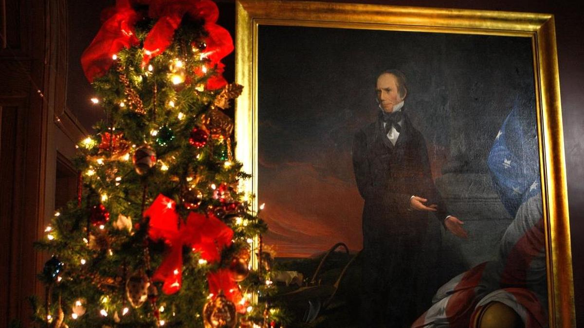 The halls of Ashland, The Henry Clay Estate, are decked for Christmas candlelight tours.