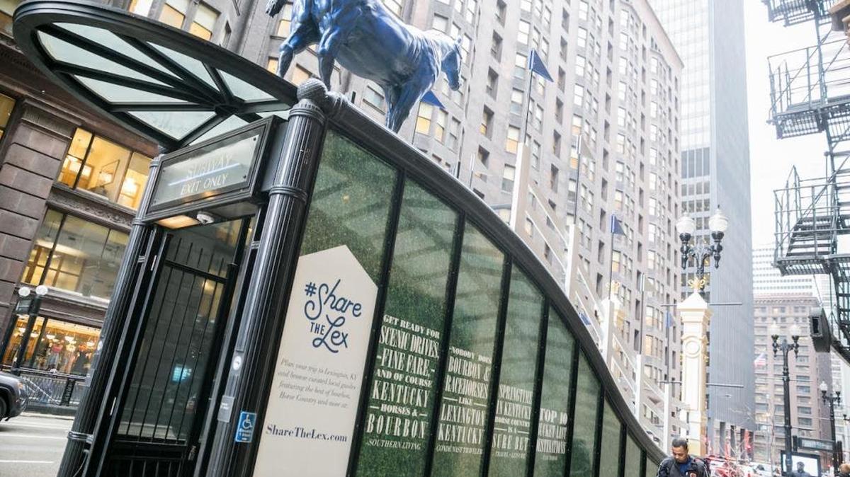 VisitLex unveiled a new installation at a subway stop in Chicago last week in an effort to get more Chicago residents to come to Lexington. This is one of the first non-traditional advertisements for the tourism group.