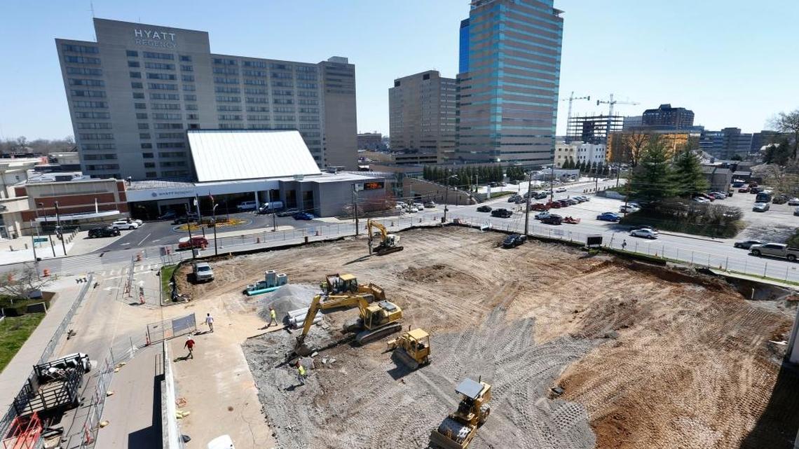 Workers were clearing a site last week on South Broadway and West High streets for the proposed and long-delayed Krikorian Theater in Lexington.
