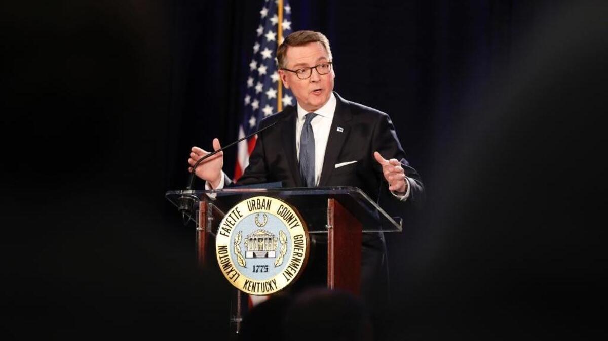 Lexington Mayor Jim Gray presented his State of the City speech Tuesday morning January 16, 2018 in the Patterson Ballroom at Lexington Center in downtown Lexington.