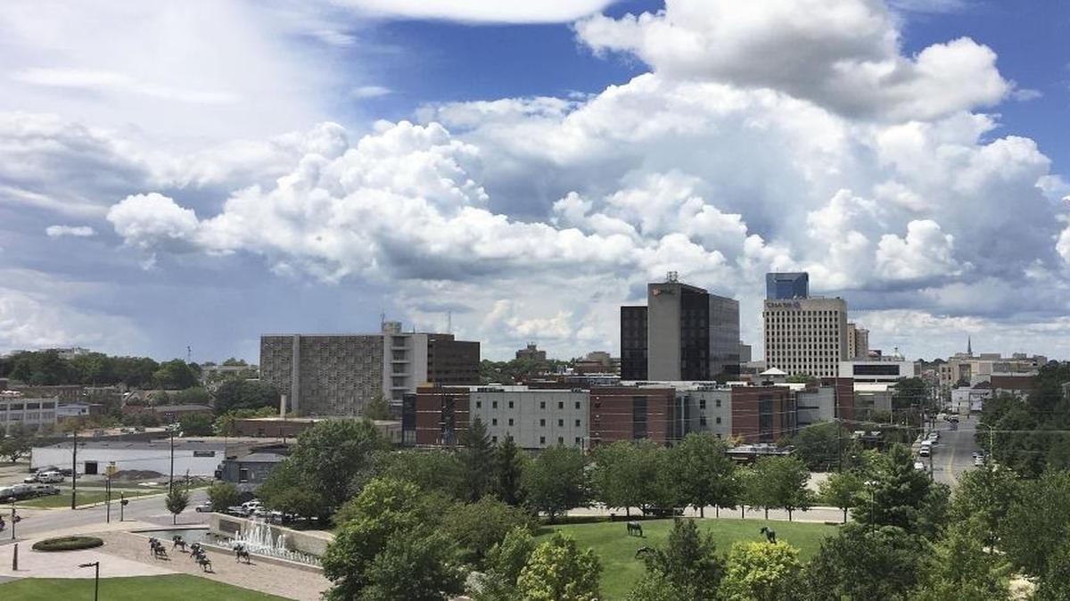 Downtown Lexington skyline with Thoroughbred Park.