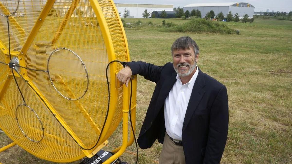 The “Chief Big Ass” of Big Ass Fans, Carey Smith, with one of several Big Ass Fans in 2012.