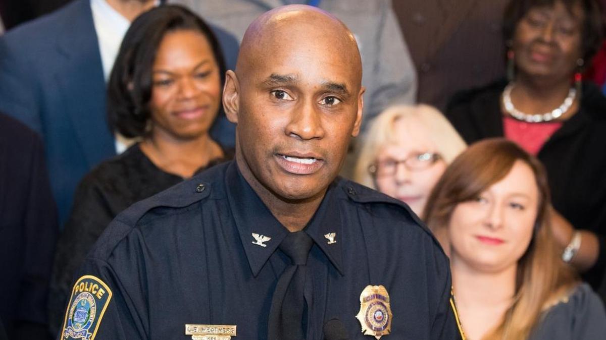 Chief Lawrence Weathers spoke after he was sworn in at the Lexington Government Center on Sunday afternoon.