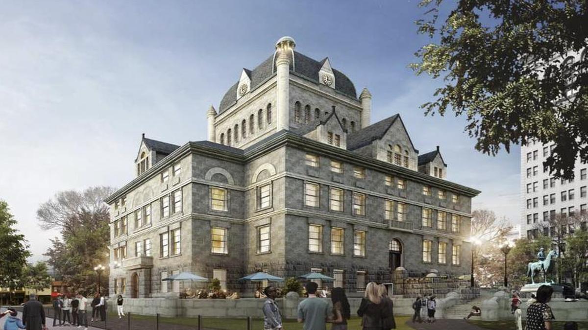 A rendering of the updated courthouse.