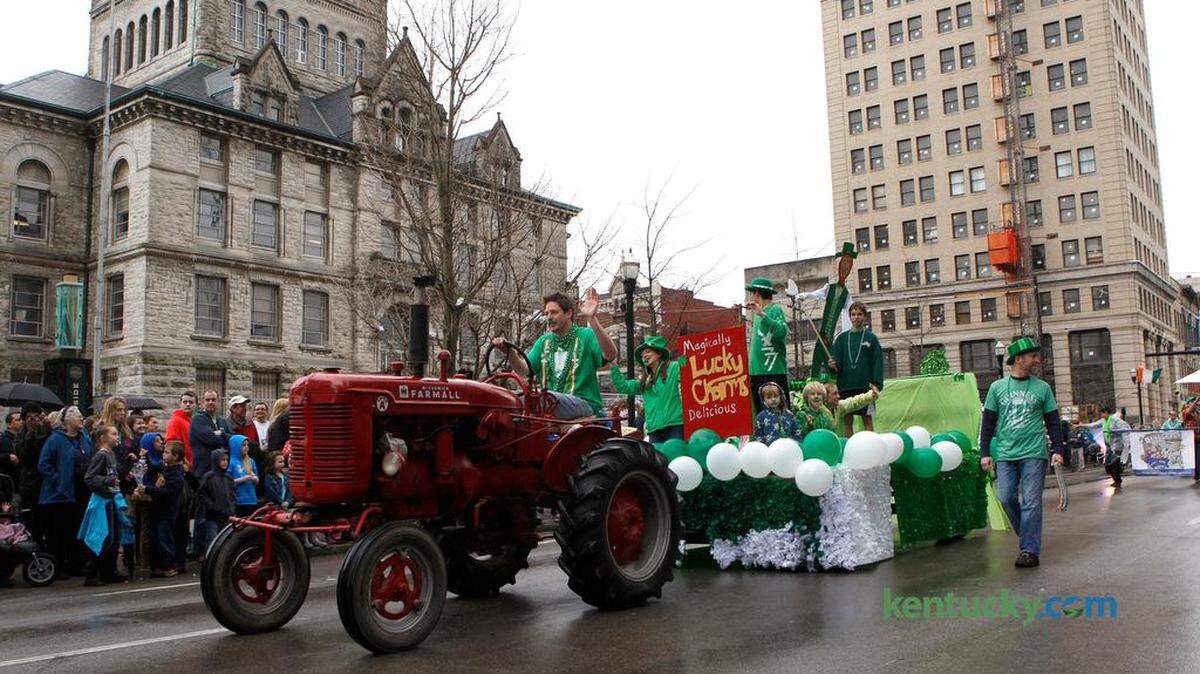 Float during the 36th annual St. Patrick's Day parade on Main St. in Lexington, Ky., Saturday, March 14, 2015. Photo by Matt Goins