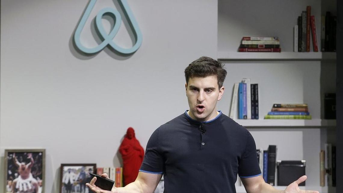 In this April 19, 2016 file photo, Airbnb co-founder and CEO Brian Chesky speaks during an announcement in San Francisco.