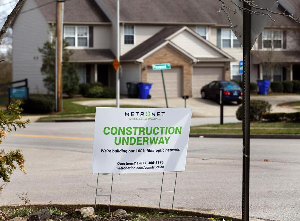 A sign for MetroNet construction was placed at the entrance to the subdivision at Old Todds Road and Chelsea Woods Way in Lexington. MetroNet is is installing fiber-optic internet, cable and phone service in Lexington.