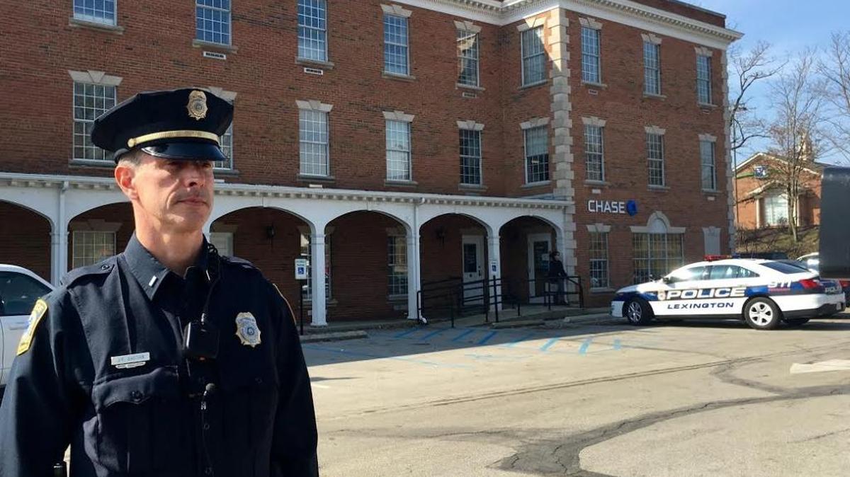 Lexington police Lt. Jonathan Bastian said a man in a ski mask robbed a Chase Bank in Lexington Saturday morning
