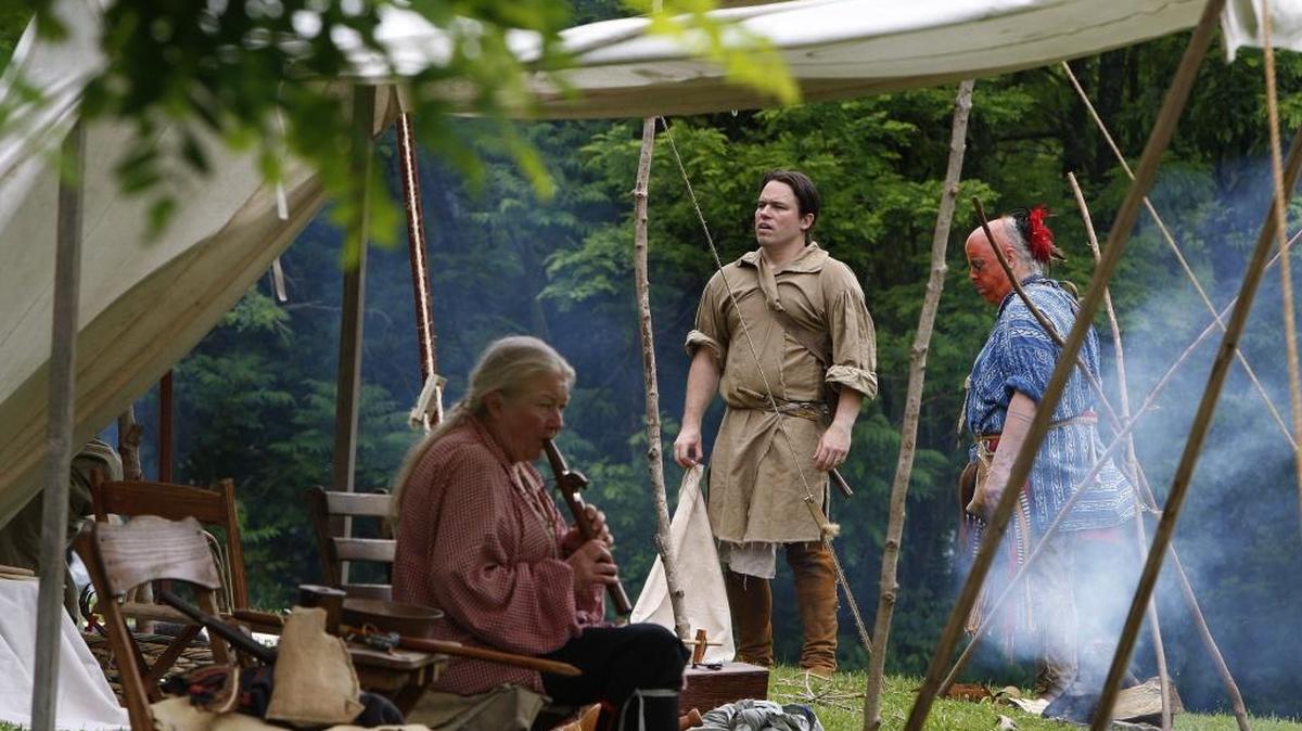 Re-enactors during Founders Day, commemorating the founding of Lexington in 1775, at McConnell Springs on May 21, 2016.