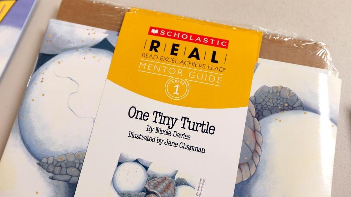 One of the book packets given to volunteer readers at Lansdowne Elementary School, 366 Redding Rd. in Lexington, Ky., Tuesday, October 17, 2017. Fayette County Public Schools held a news conference at the school to announce a new initiative called R.E.A.L. (Read. Excel. Achieve. Lead.) to encourage men to read in elementary school classrooms across the community. Lansdowne started their program in September and they already have more than 36 men involved. The district needs 300 men to volunteer for this program.