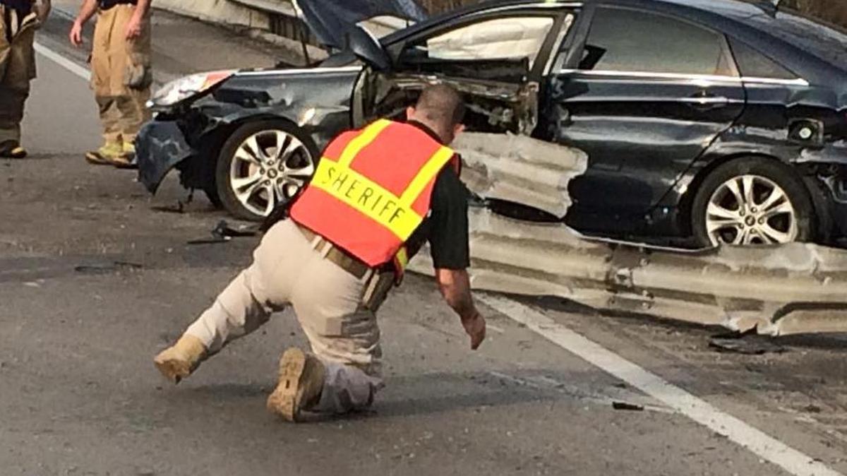 Two teens were injured in a crash on westbound I-64 in Franklin County Saturday morning.