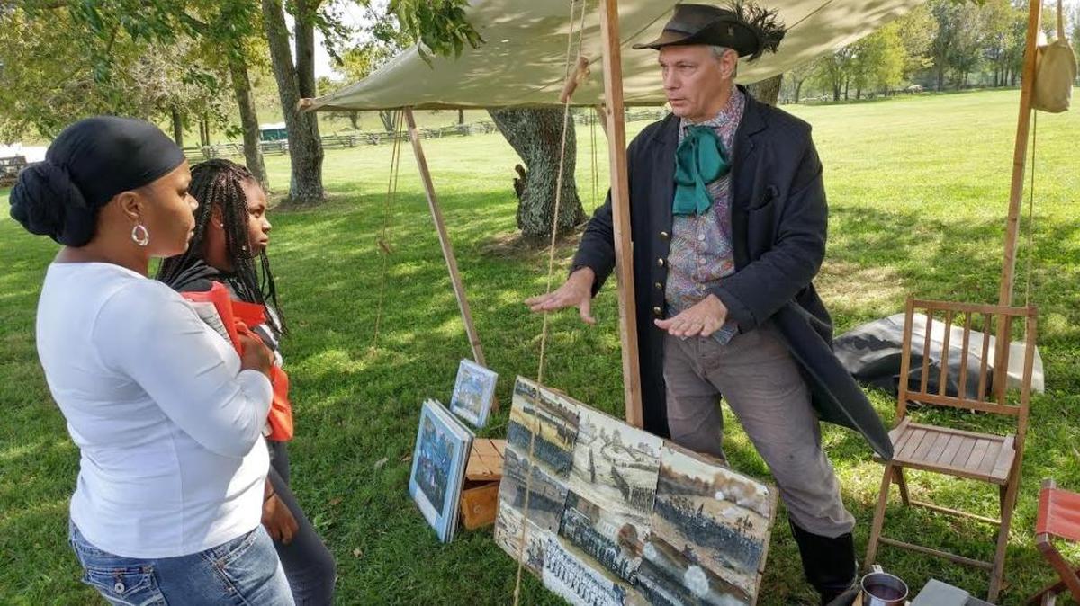 Jim Hoffmann portrayed Harper’s Weekly correspondent Theodore Davis at a Camp Nelson Civil War Days event on Sept. 9. Hoffmann, a Versailles native, has been reenacting since 2002.