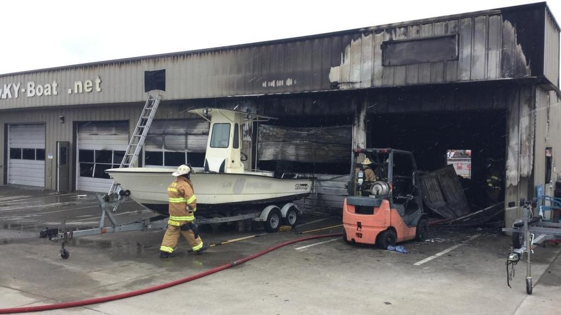 Fire damaged Journey Auto & Boat Sales Friday in Richmond.