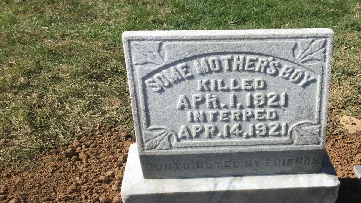 The tombstone of “Some Mother’s Boy” is located in Georgetown Cemetery. The tombstone belongs to a teenage boy who was hit by a train and killed in Georgetown in 1921. The boy’s identity has remained a mystery since his death, but Friday the grave will be exhumed so that the boy’s identity can be found.