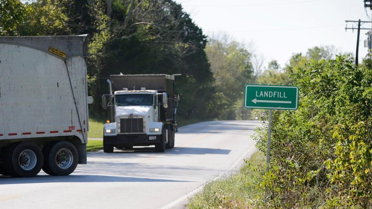 Garbage trucks entered a landfill on U.S. 25 north of Georgetown in Scott County on Sept. 23. County residents have complained about the high volume of garbage trucks using U.S. 25.