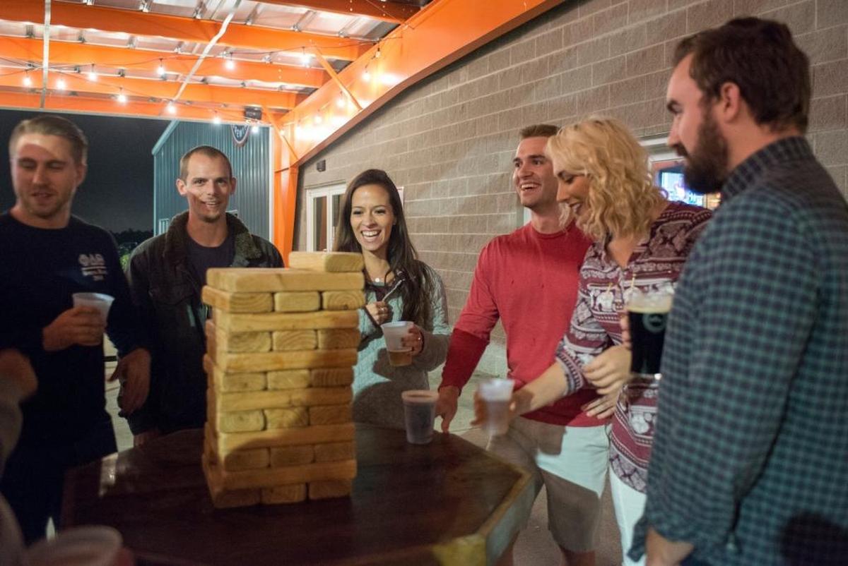 Friends gathered for Jenga at Country Boy Brewing in Georgetown.