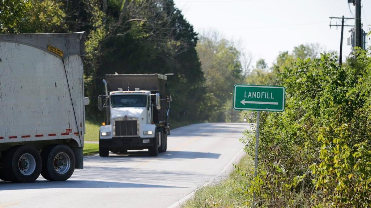 Garbage trucks entered the landfill on U.S. 25 north of Georgetown in Scott County on Sept. 23, 2016.