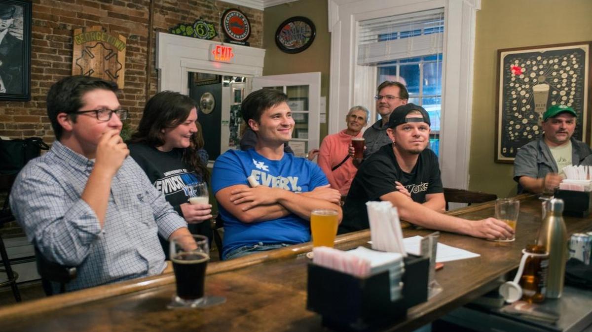 From left, Zack Parsons, Kelly Burton, Luke Magers and Eddie Lietz at Slainte Public House on East Main Street in Georgetown.