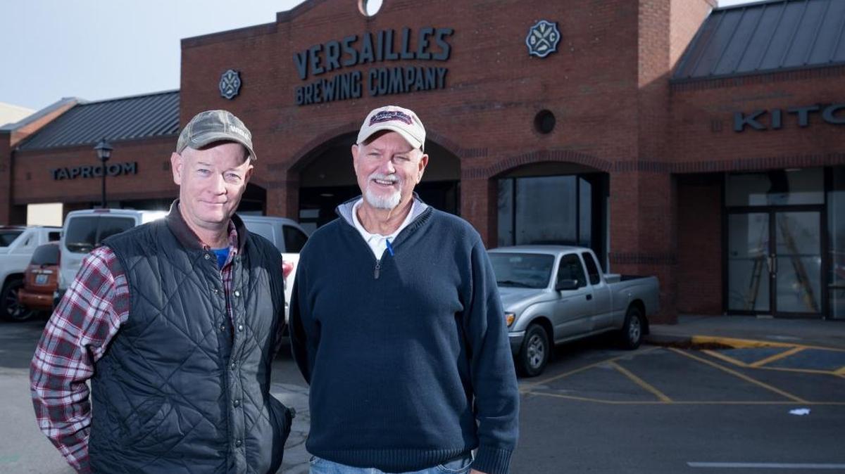 Curtis Congleton and Gary Jones are opening Versailles Brewing Co. The bar and restaurant is scheduled to open at 11 a.m. Friday.