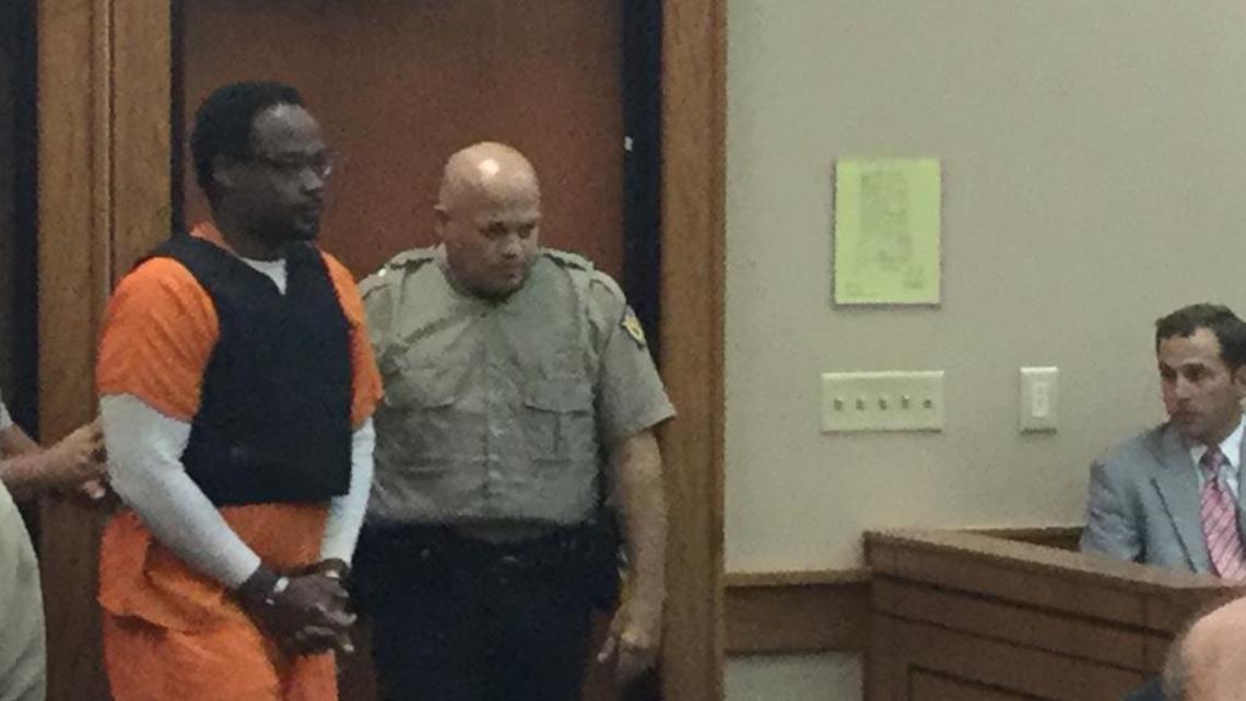 Ronald Exantus was escorted into Woodford Circuit Court on Wednesday for a status conference on his case. He is accused of killing Logan James Dean Tipton, 6, of Versailles.