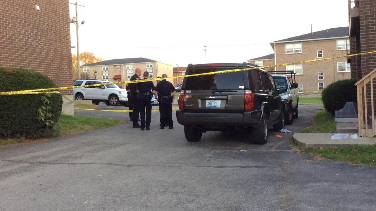 Police investigated a shooting outside an apartment complex on Jeffrey Court Thursday night.