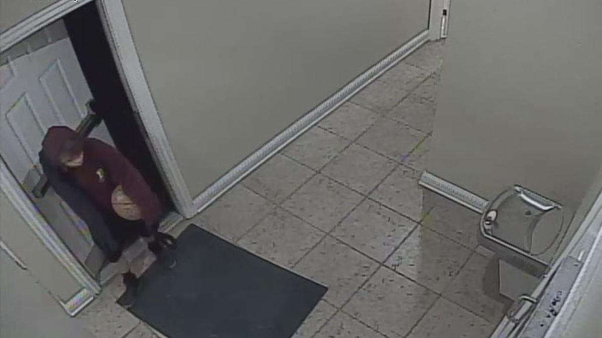On Feb. 3, a pair of burglars worked together to steal a flat-screen TV from University Village Apartments near UK. Surveillance video showed a man dropping a belt into a door frame, keeping the door to the apartment workout facilities from closing and locking. Later, a second man arrived and tried to cover and disable security cameras before stealing a flat-screen television.