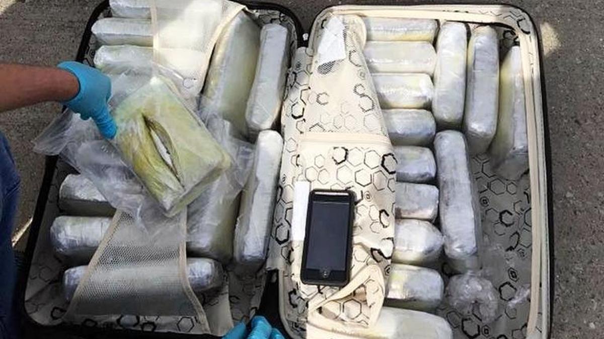 Kentucky State Police released this photo of methamphetamine and cocaine in luggage that federal and state officials seized April 21 at Blue Grass Airport.