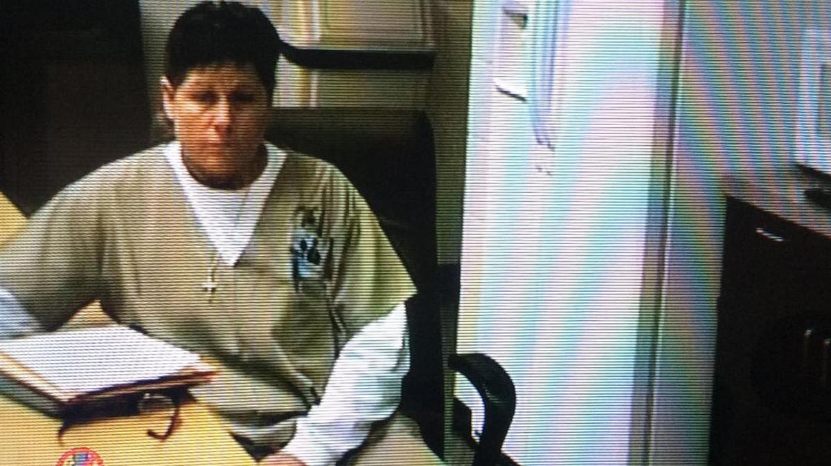 Karen Brown talked with a two-member parole board panel Tuesday in an image captured from video. The parole hearing was held in Frankfort, with Brown participating via video from the women’s prison in Pewee Valley.