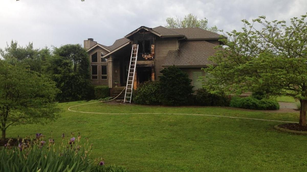 This home on Woods Road, just west of Nicholasville in Jessamine County, is one of three that have been burglarized and set on fire over the past several days, according to state police. A reward is being offered for information leading to a conviction in any of the cases.