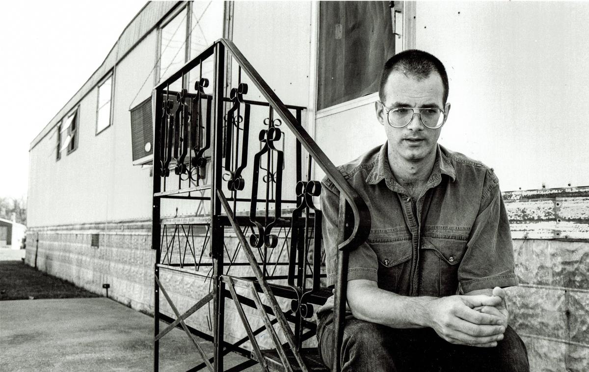 From October 1989, Thomas Suleski, the father of Alexandria Suleski, 5, who was missing, sat on the steps of his home in the Duvall Mobile Home Park in Radcliff.