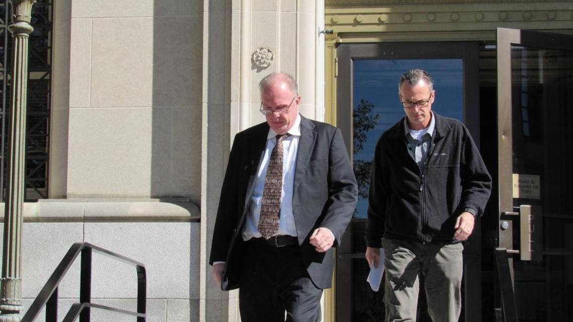 Curtis Lee Wyatt, left, exited federal court in Lexington on Wednesday, Oct. 18, 2017 after being arraigned on charges of helping fugitive former disability lawyer Eric C. Conn escape before he was sentenced in a massive fraud case. Wyatt worked for Conn at his firm in Floyd County.