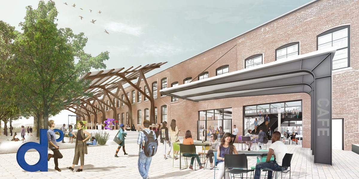 Architectural renderings from the University of Kentucky and Studio Gang show the studio space, entrance and main stairway that are planned for the Reynolds Building.