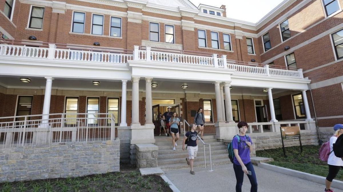 University of Kentucky students walked out of a renovated Patterson Hall between classes Monday. A dedication ceremony was held for the building.