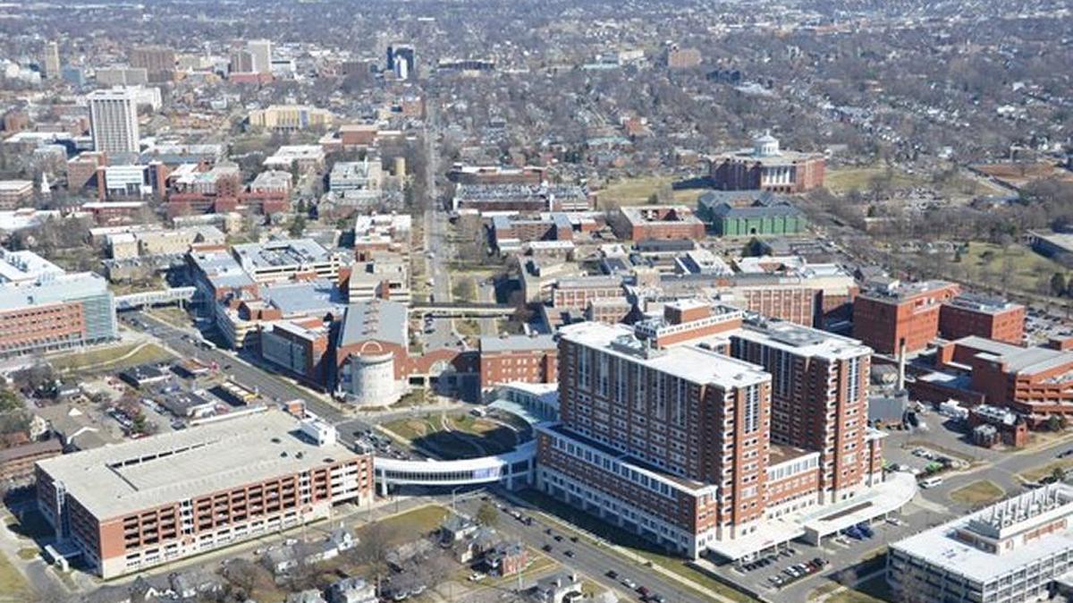 An aerial view of the University of Kentucky campus.