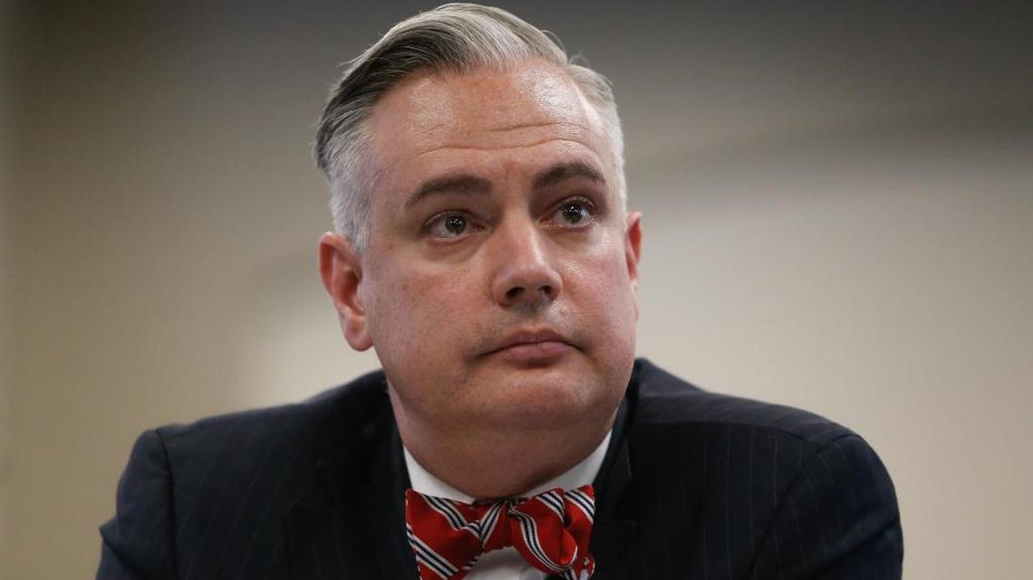 Western Kentucky University President Timothy Caboni testifies in front of the House Budget Review subcommittee for Postsecondary Education at the Kentucky State Capitol in Frankfort, Ky., on Thursday, February 1, 2018.