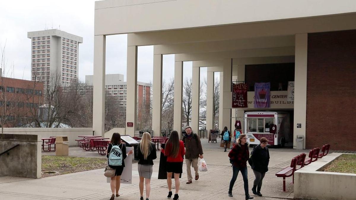 Students walked on the Eastern Kentucky University campus in Richmond, Ky.
