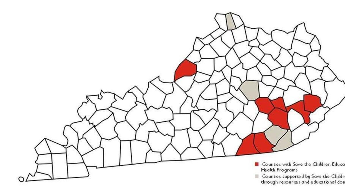 Here are the Kentucky counties with Save the Children programs. The organization released a first-ever report on situations that end childhood in the United States, with state-by-state rankings.
