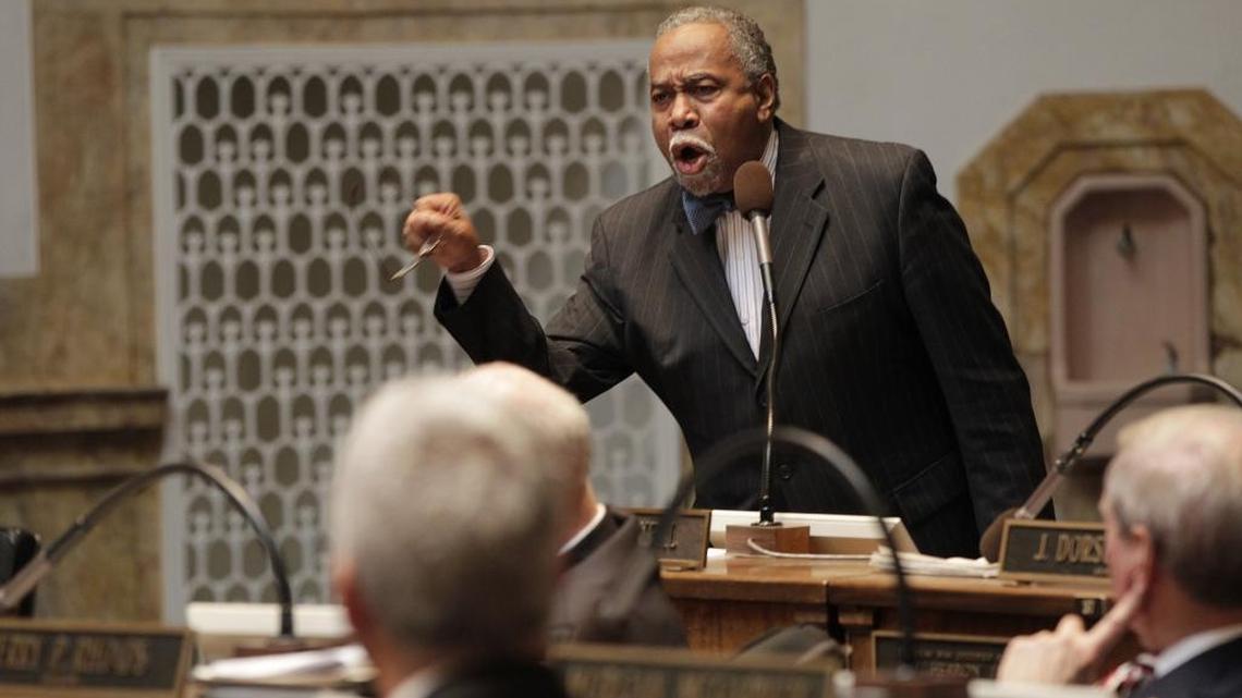 In this 2014 file photo, Sen. Gerald A. Neal, D-Louisville, expressed his anger about the firing of Charles Booker, a legislative employee.