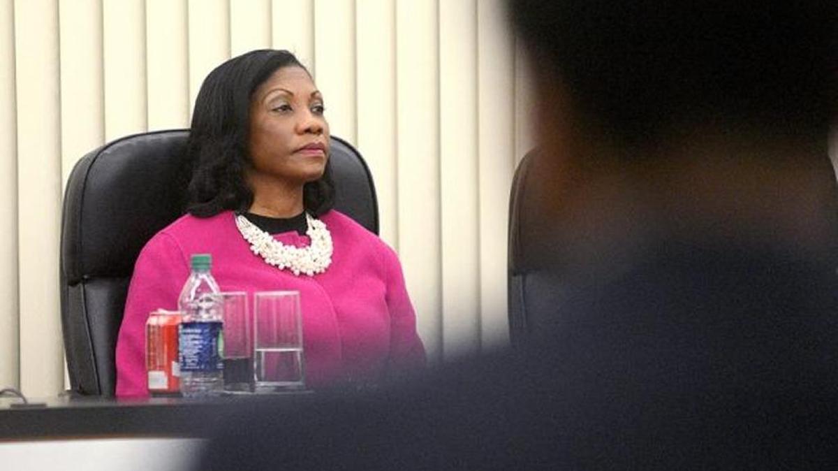 Former Kentucky State University Board of Regents Chair Karen Bearden listened during a board meeting.