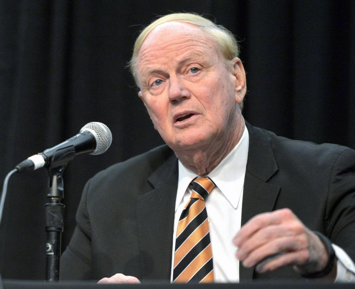 In this Feb. 5, 2016, file photo, then University of Louisville president James Ramsey addressed the media in Louisville, Ky. Ramsey was stepping down.