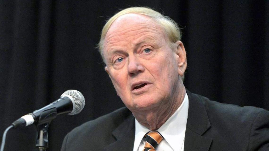 In this Feb. 5, 2016, file photo, then University of Louisville president James Ramsey addressed the media in Louisville, Ky. Ramsey was stepping down.