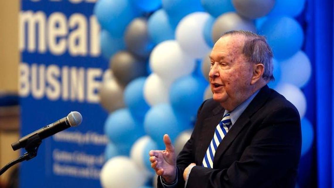 University of Kentucky donor Carol Martin “Bill” Gatton spoke during the grand opening of the expanded Gatton College of Business and Economics.