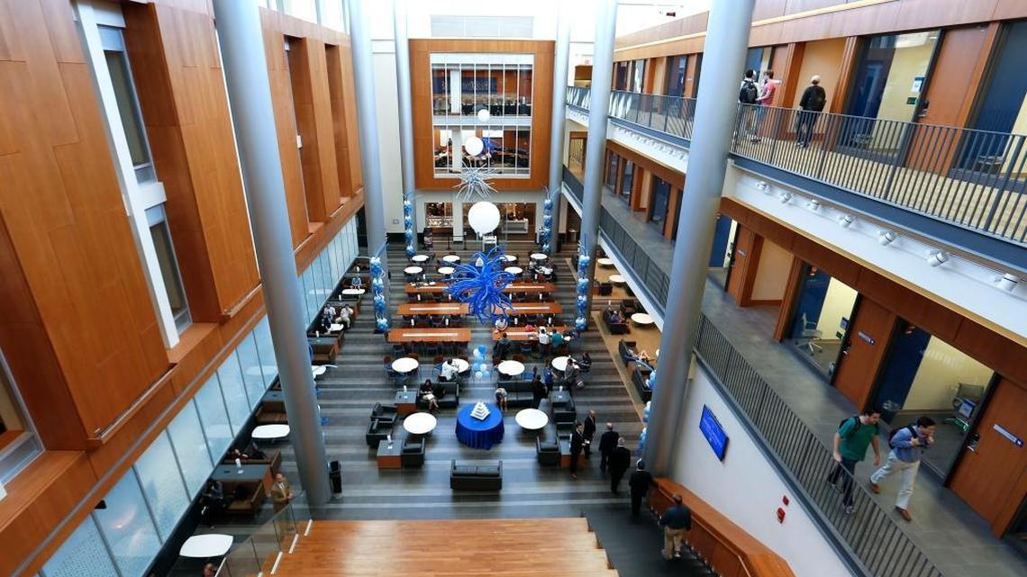 The atrium in the the new University of Kentucky Gatton College of Business and Economics, at the intersection of South Limestone St. and Administration Dr. on the UK campus in Lexington, Ky., Friday, October 7, 2016.