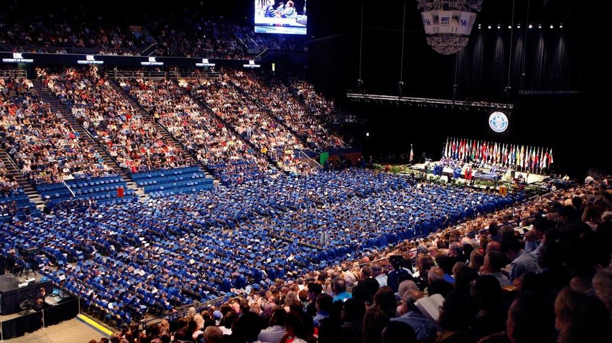 The University of Kentucky graduation at Rupp Arena.