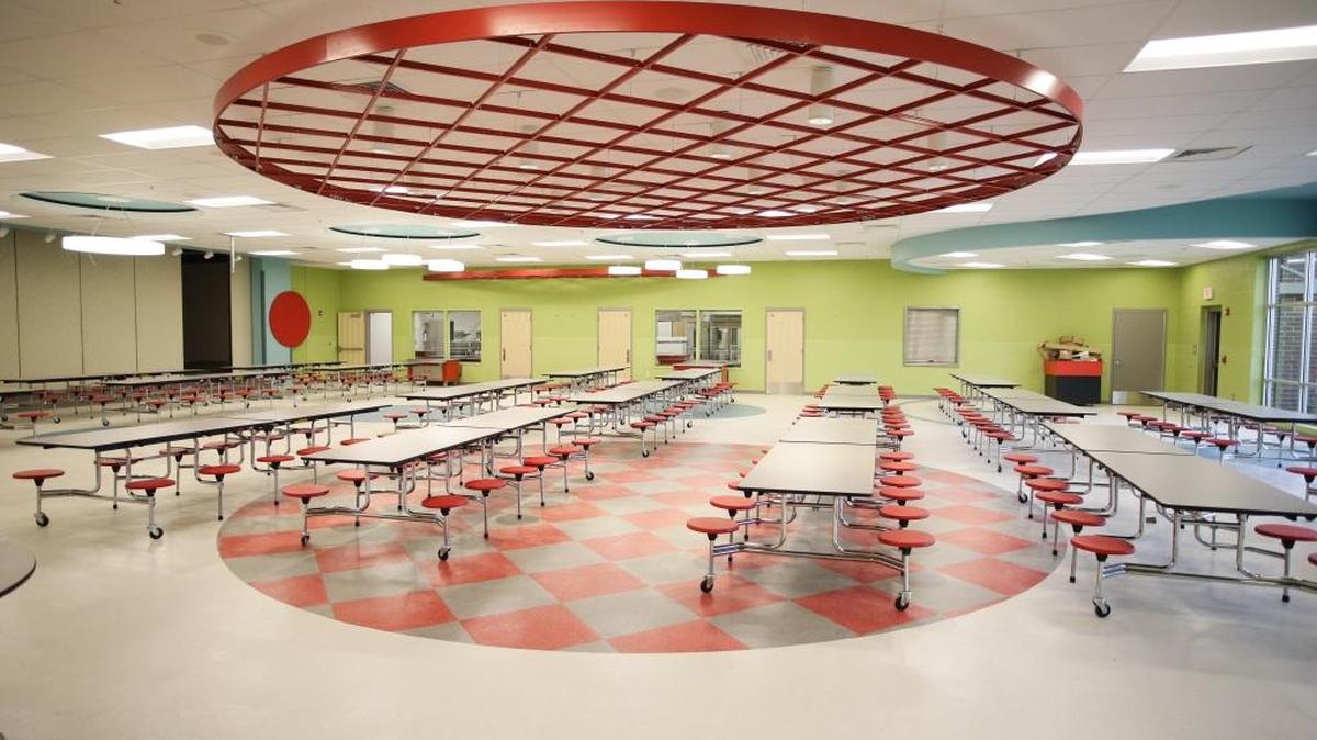 Cafeteria in the new Coventry Oak Elementary School off Georgetown Road. Coventry Oak Elementary School in Lexington is one of several schools that will have new principals this year.