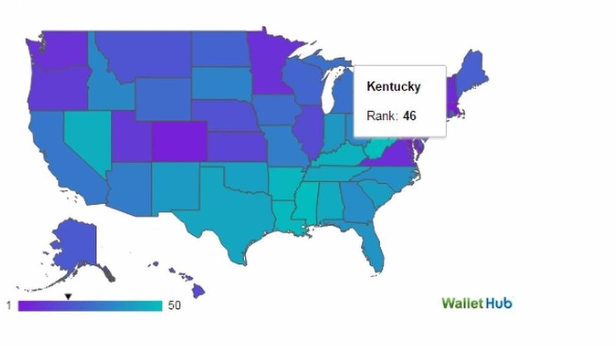 States in the lightest blue are among the least educated in new study.