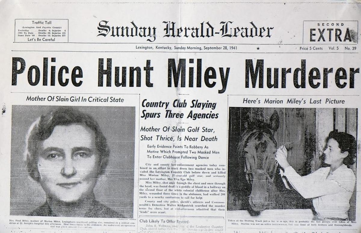 A Sunday Herald-Leader extra edition reporting the murder of golfer Marion Miley on Sept. 28, 1941.
